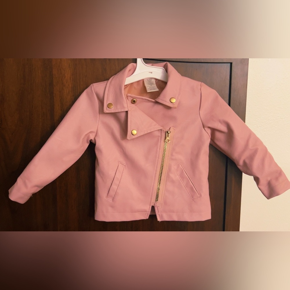 Pink Leather Biker Jacket